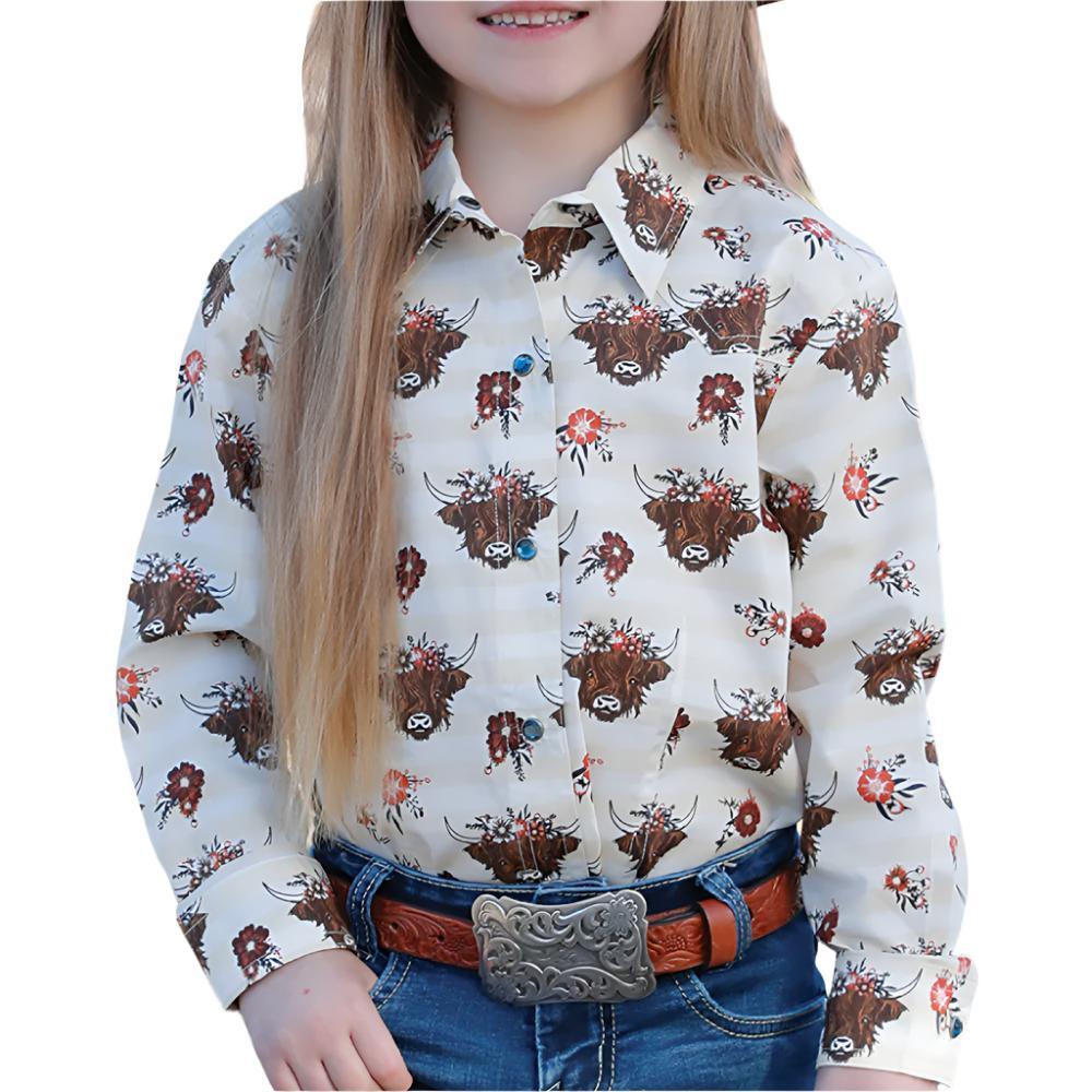 Cruel Girls Floral Highland Cow Shirt KIDS - Girls - Clothing - Tops - Long Sleeve Tops Cruel Denim   