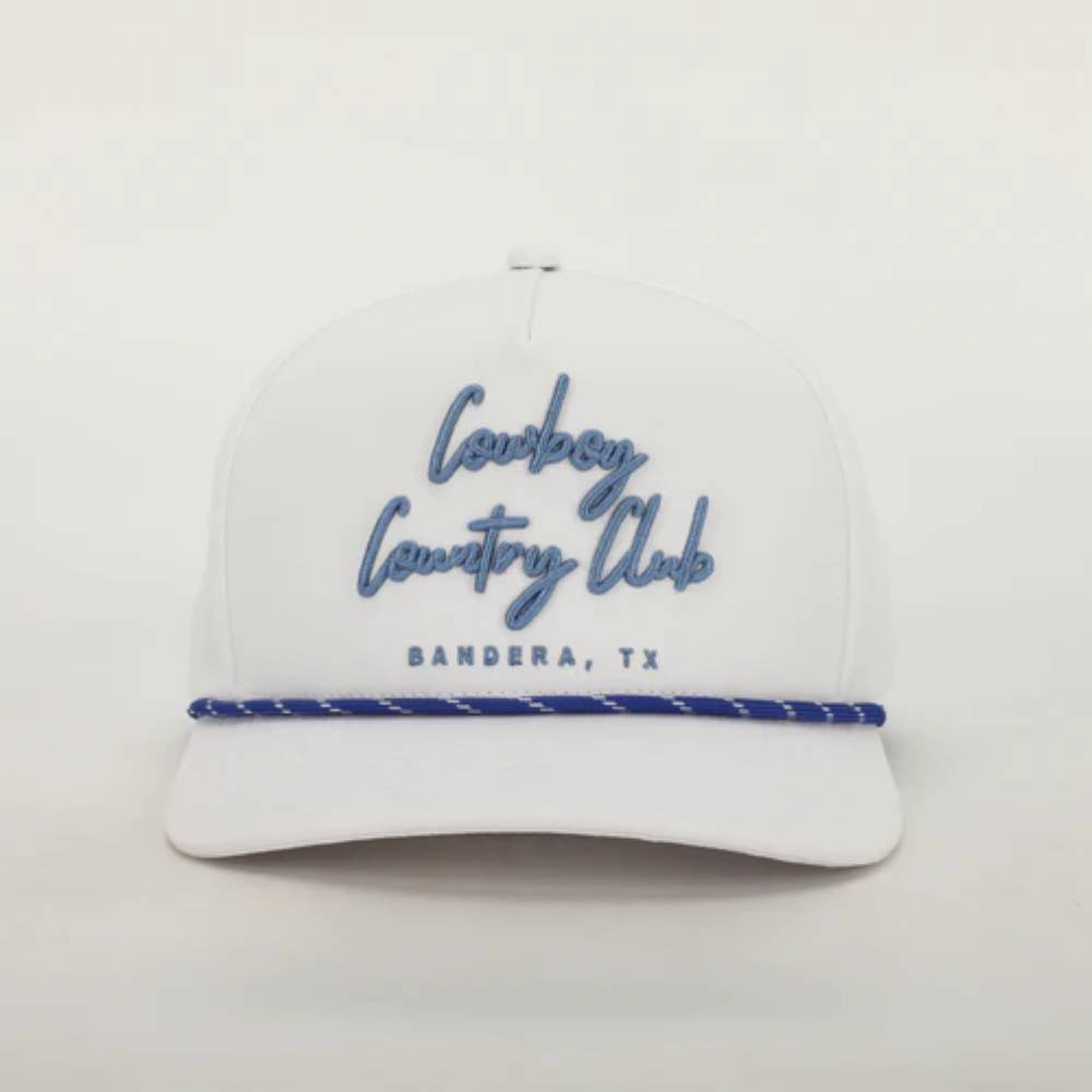 Cursive Roped Hat - White HATS - BASEBALL CAPS Cowboy Country Club   