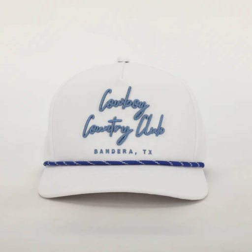 Cursive Roped Hat - White HATS - BASEBALL CAPS Cowboy Country Club   