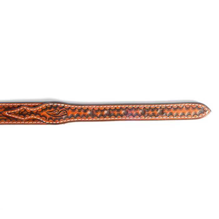 Overlay Swirl Tooled Leather Dog Collar