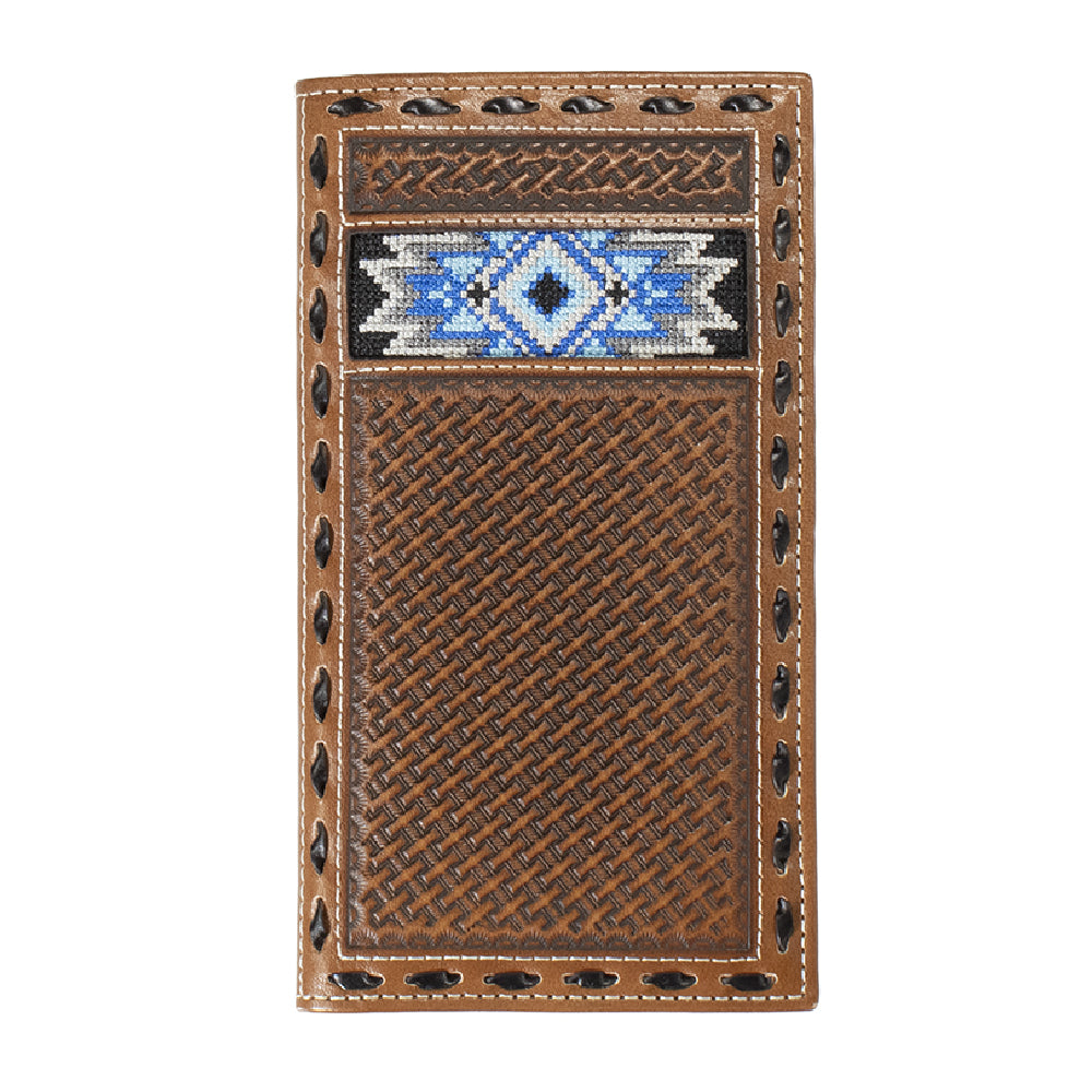 3D Men's Vertical Blue Diamond Inlay Brown Knife Sheath