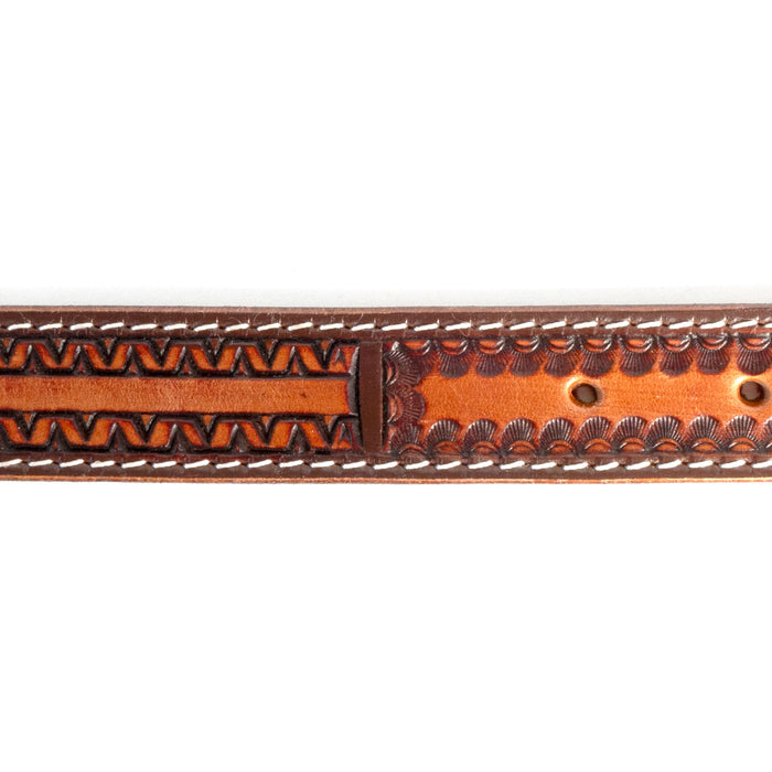 V-Pattern Tooled Leather Dog Collar