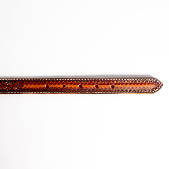 Cross Tooled Leather Dog Collar