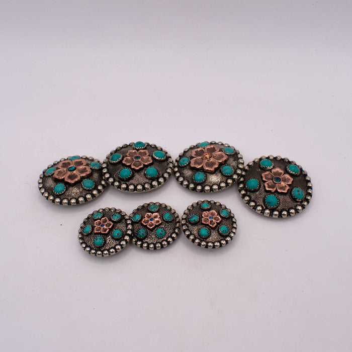 NEW Turquoise Floral Concho Set Of 7 Sale Barn TESKEY'S