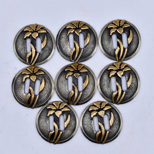 NEW 1 1/2" Slotted Floral Brass Concho Set Of 8 Sale Barn MISC