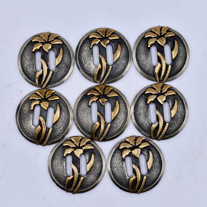 NEW 1 1/2" Slotted Floral Brass Concho Set Of 8 Sale Barn MISC