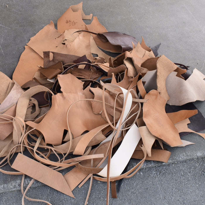 NEW 35lbs Scrap Leather Pieces Bundle Box