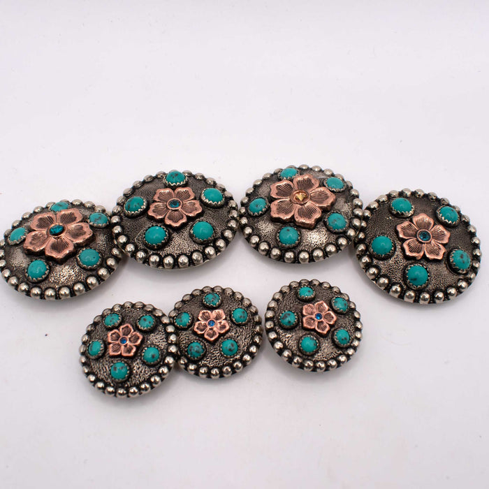 NEW Turquoise Floral Concho Set Of 7 Sale Barn TESKEY'S