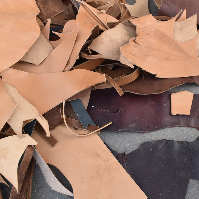 NEW 35lbs Scrap Leather Pieces Bundle Box
