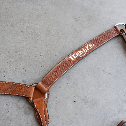 Lightly Used Teskey's Basket Weave Tooling Breast Collar Sale Barn Teskey's