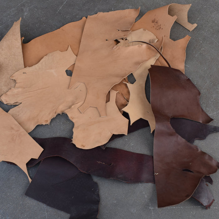 NEW 35lbs Scrap Leather Pieces Bundle Box