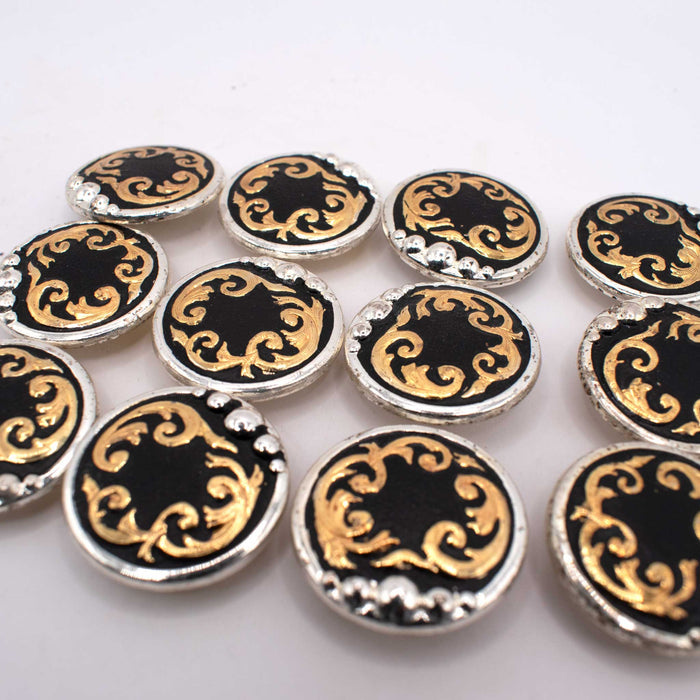 NEW 1" Black With Gold Concho Set Of 12 Sale Barn TESKEY'S