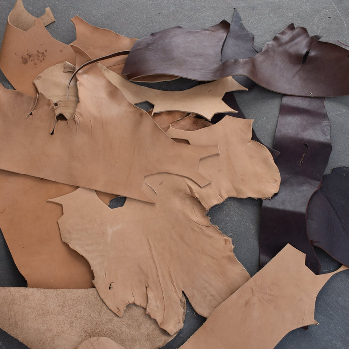 NEW 35lbs Scrap Leather Pieces Bundle Box