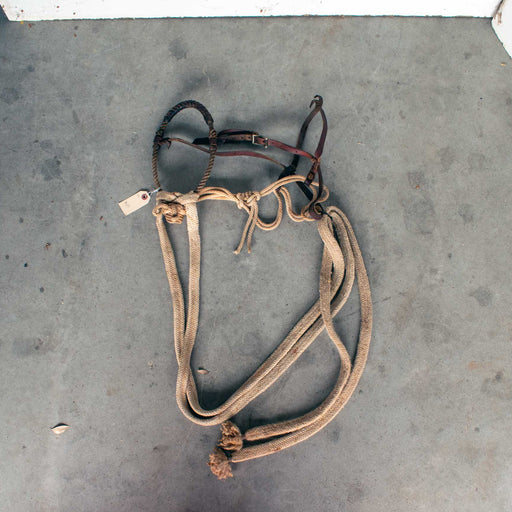 Used Handmade Rope Noseband Loping Hack With Braided Split Reins Sale Barn Misc