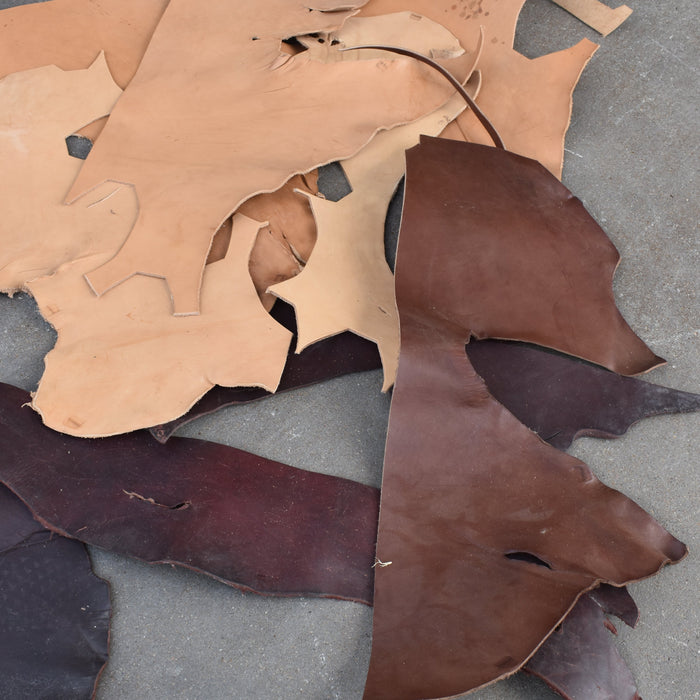 NEW 35lbs Scrap Leather Pieces Bundle Box