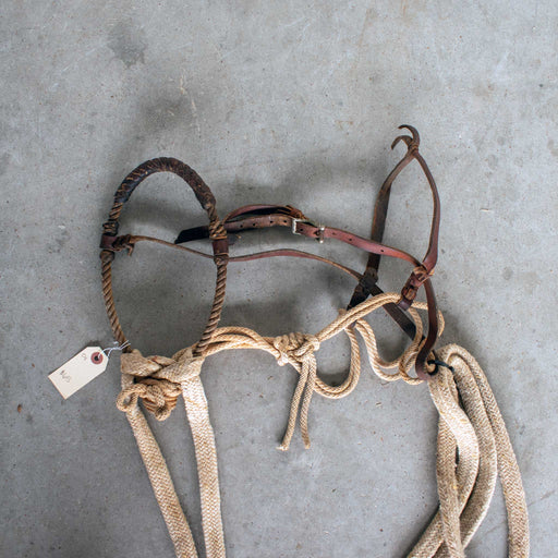 Used Handmade Rope Noseband Loping Hack With Braided Split Reins Sale Barn Misc