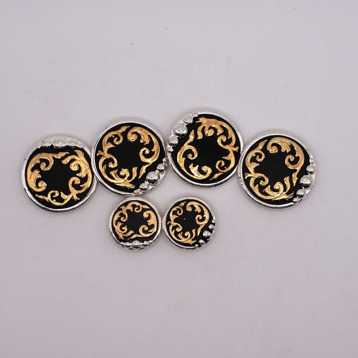 NEW Black With Gold Concho Set Of 6 Sale Barn TESKEY'S