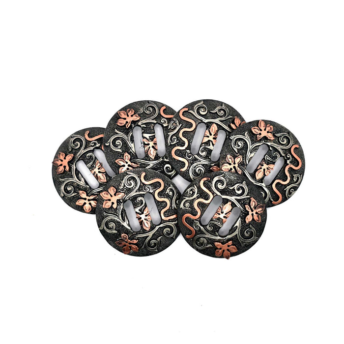 NEW 1.5" Floral Slotted Concho Set of 6 Sale Barn Teskey's