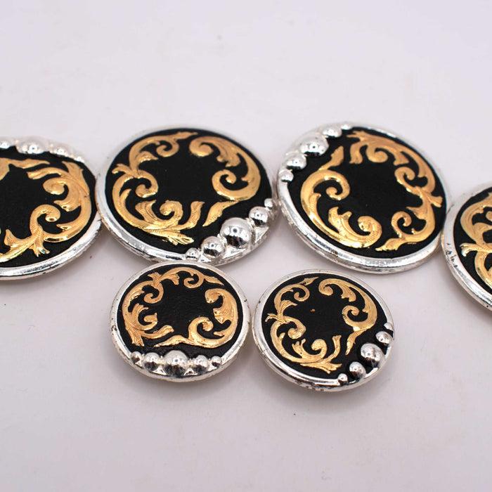 NEW Black With Gold Concho Set Of 6 Sale Barn TESKEY'S