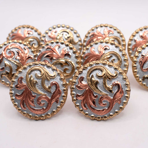 NEW 1 1/2" Floral Copper With Gold Concho Set Of 10 Sale Barn TESKEY'S