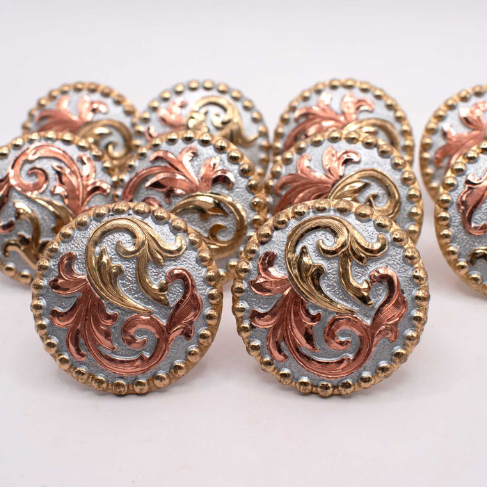 NEW 1 1/2" Floral Pink With Gold Concho Set Of 10 Sale Barn TESKEY'S
