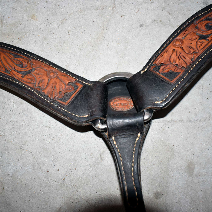 Used Jeff Smith Two Toned Floral Tooled Breast Collar Sale Barn Jeff Smith