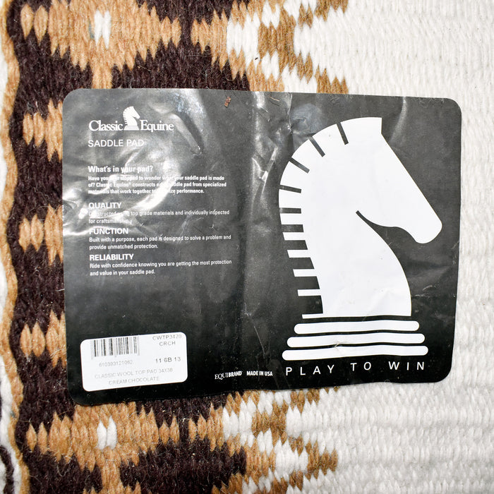 NEW Classic Equine Wool Top Chocolate Cream Saddle Pad Sale Barn Classic Equine