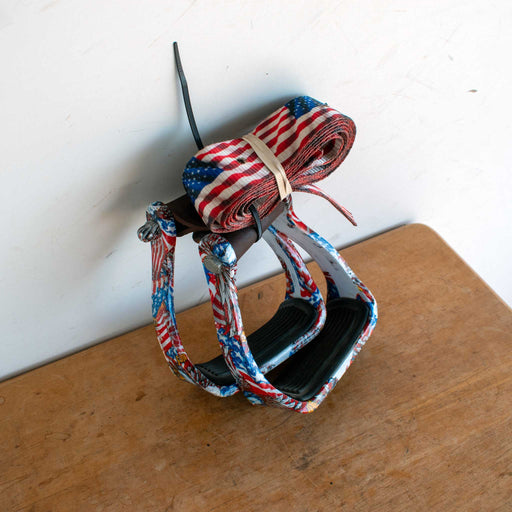 Used American Flag Metal Stirrups With Matching Nylon Strap Sale Barn Misc