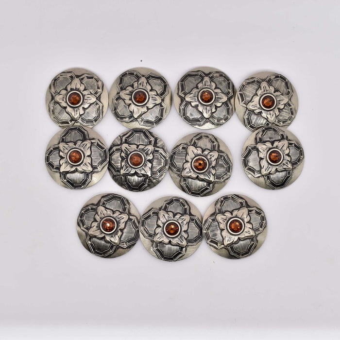 NEW Auburn Sterling Silver Flower Concho Set Of 11