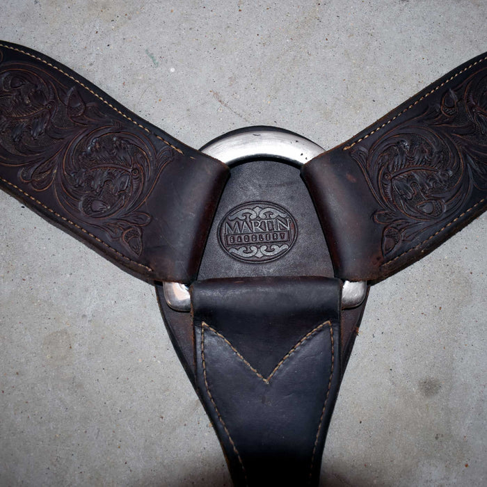 Used Martin Heavy Oiled Floral Tooled Breast Collar Sale Barn Martin Saddlery