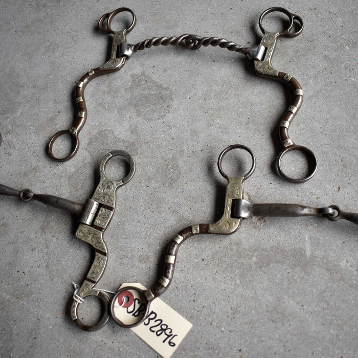 Used Silver Mounted Shanked Snaffle Bits Set Of 3