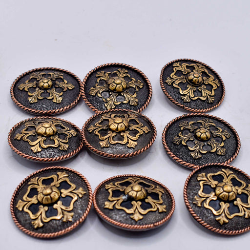 NEW Floral Brass Concho Set Of 9 Sale Barn MISC