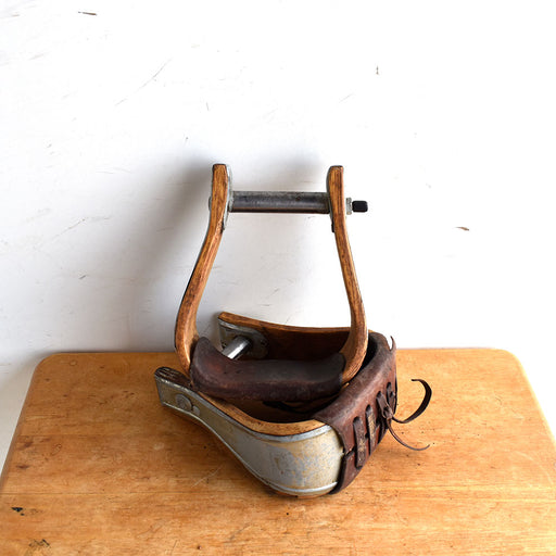 Used Wooden Stirrups Galvanized Bound with Leather Treads Sale Barn Teskey's