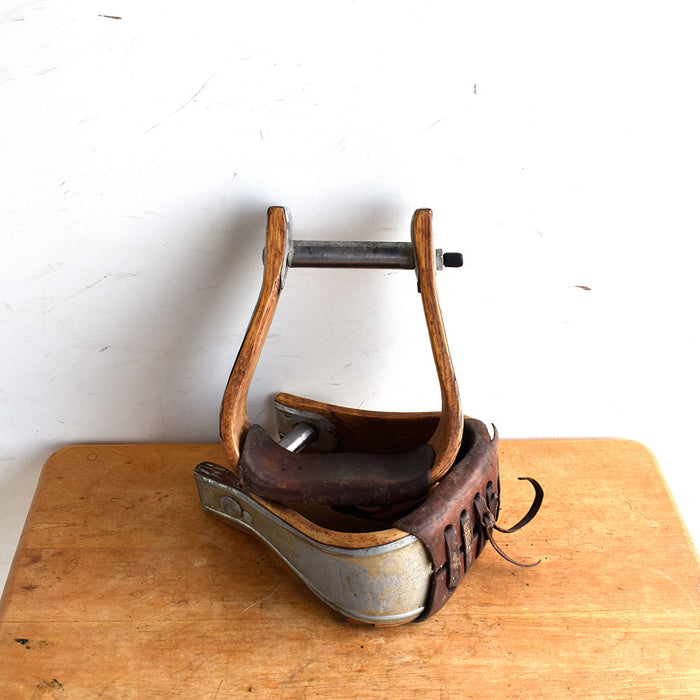 Used Wooden Stirrups Galvanized Bound with Leather Treads Sale Barn Teskey's