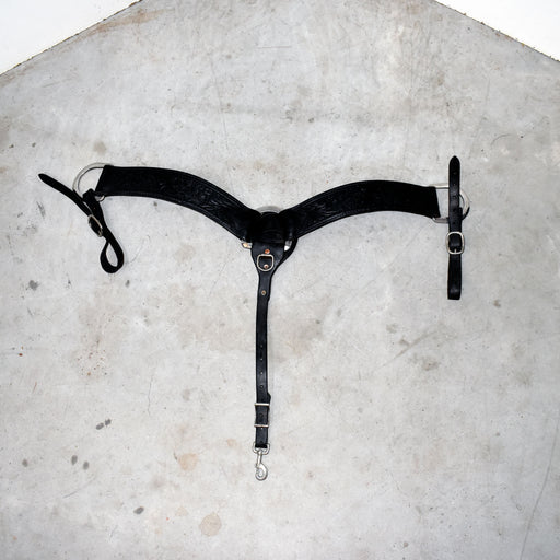 Used Running P Saddlery Black Tooled Roping Breast Collar Sale Barn Running P Saddlery