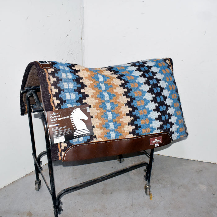 NEW Classic Equine Contour Wool Top Alpaca Coffee Malibu Blue Saddle Pad Sale Barn Classic Equine
