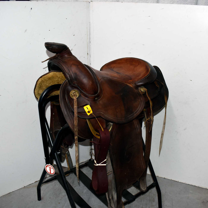Used 15" Hereford Brand Non-Rider Decor Only Saddle Sale Barn Hereford Brand Tex Tan