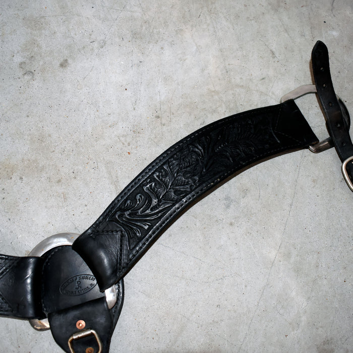Used Running P Saddlery Black Tooled Breast Collar Sale Barn Running P Saddlery