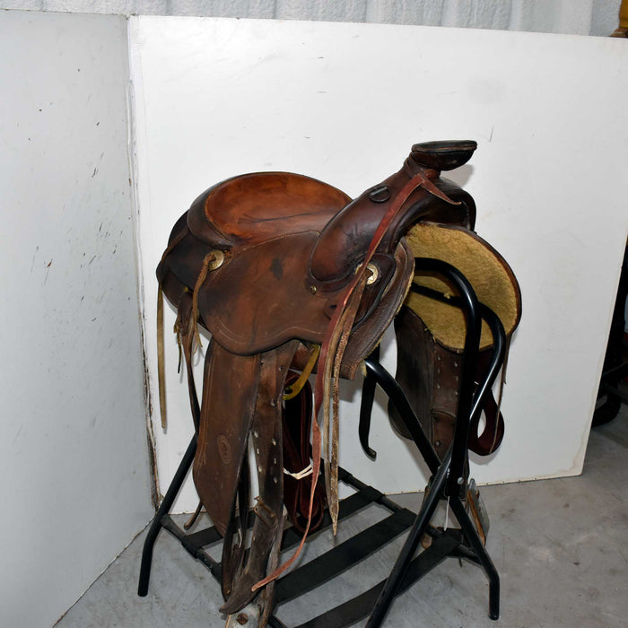 Used 15" Hereford Brand Non-Rider Decor Only Saddle Sale Barn Hereford Brand Tex Tan
