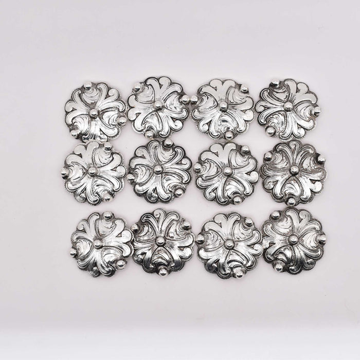 NEW Silver Floral Concho Set Of 12