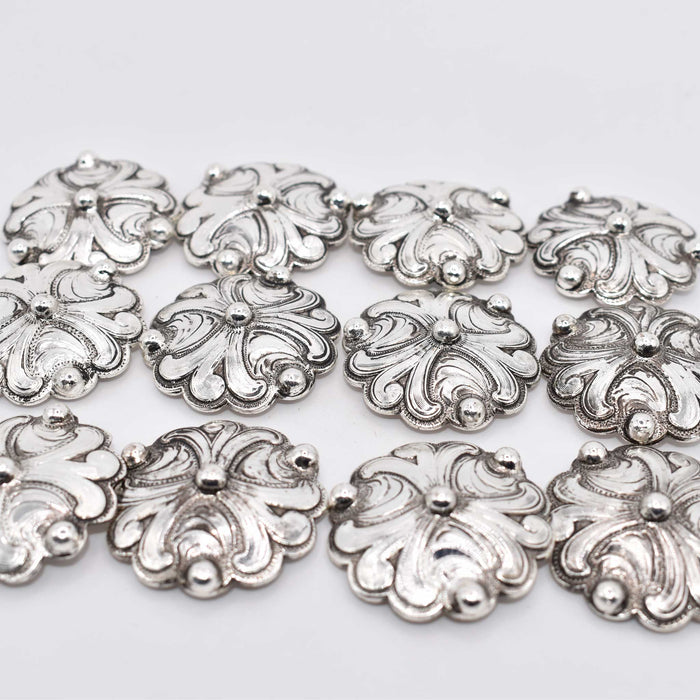 NEW Silver Floral Concho Set Of 12
