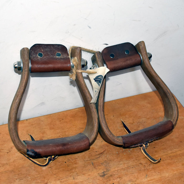 NEW Don Orrell 2" Flat Bottom Rancher Stained Oak Stirrups Sale Barn Don Orrell
