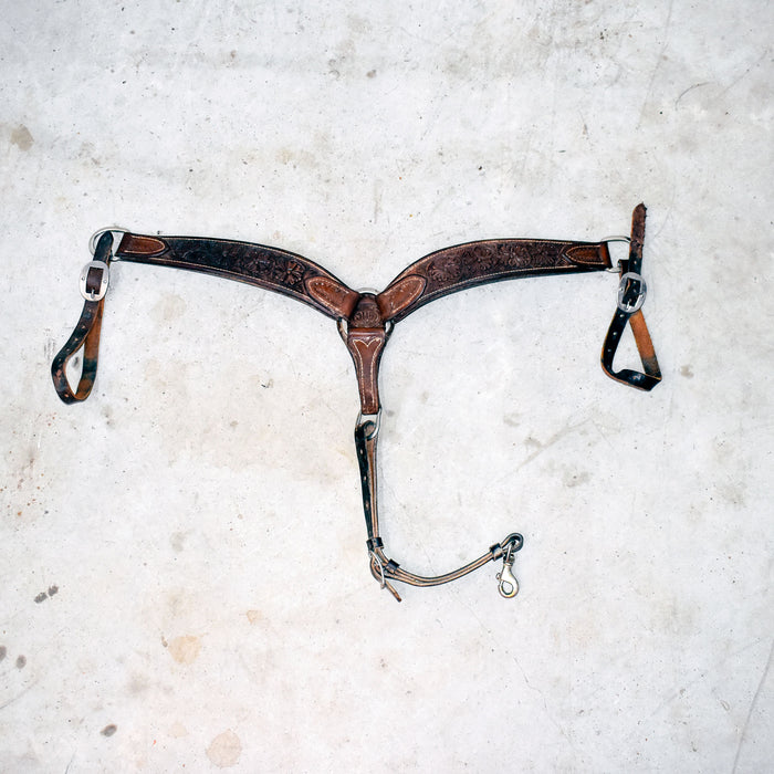 Used DHS Floral Tooled Breast Collar Sale Barn DHS