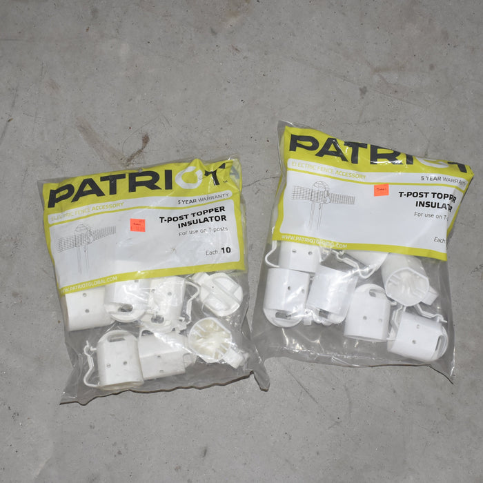 NEW Discontinued Patriot T-Post Topper Insulator 10pk Bundle Of 2 Sale Barn Patriot