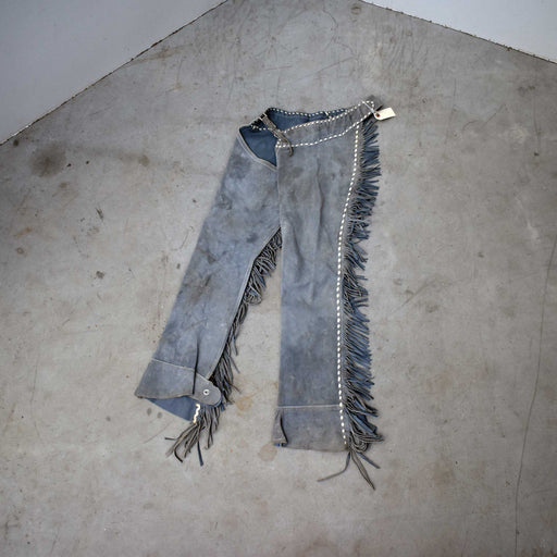 Used Baby Blue Women's Fringed Chaps With White Leather Stitching Sale Barn misc