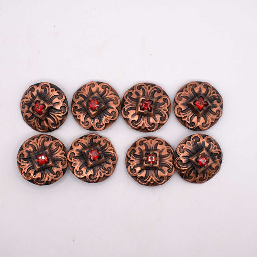 NEW Red Rhinestone Brass Concho Set Of 8 Sale Barn TESKEY'S
