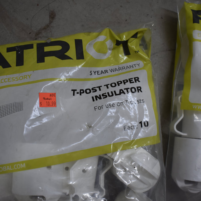NEW Discontinued Patriot T-Post Topper Insulator 10pk Bundle Of 2 Sale Barn Patriot