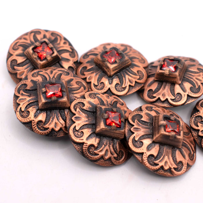 NEW Red Rhinestone Brass Concho Set Of 8 Sale Barn TESKEY'S