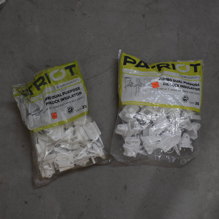 NEW Discontinued Patriot Jumbo Dual Purpose Pinlock Insulator 25pk Bundle Of 2 Sale Barn Patriot