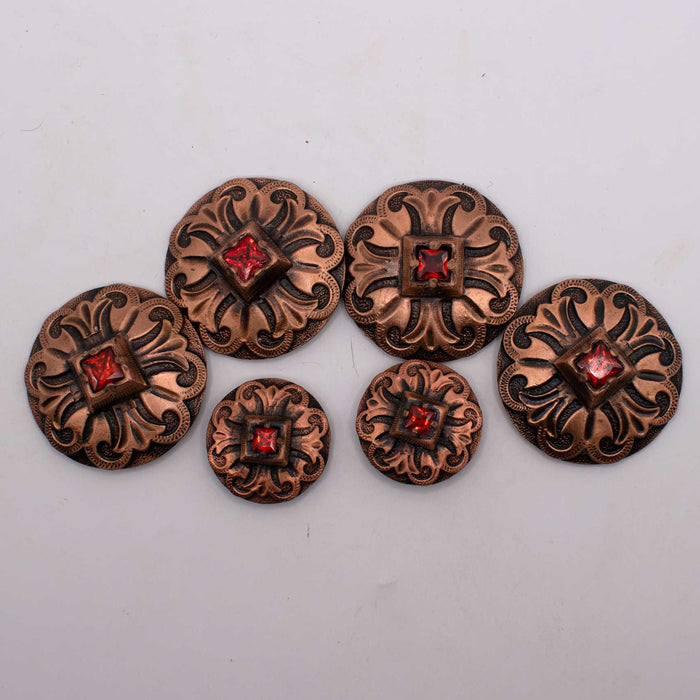 NEW Red Rhinestone Concho Set Of 8 Sale Barn TESKEY'S